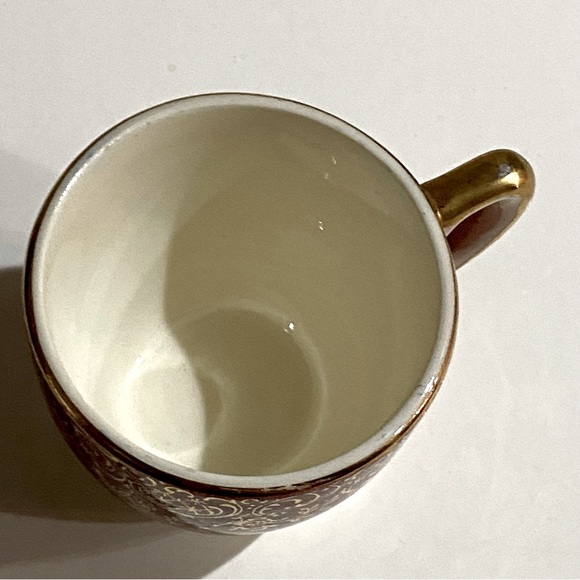 ESTATE VTG DEMITASSE TEA CUP ARISTOCRAT SALEM CHINA 23k GOLD BURGUNDY MAROON - Picture 6 of 7